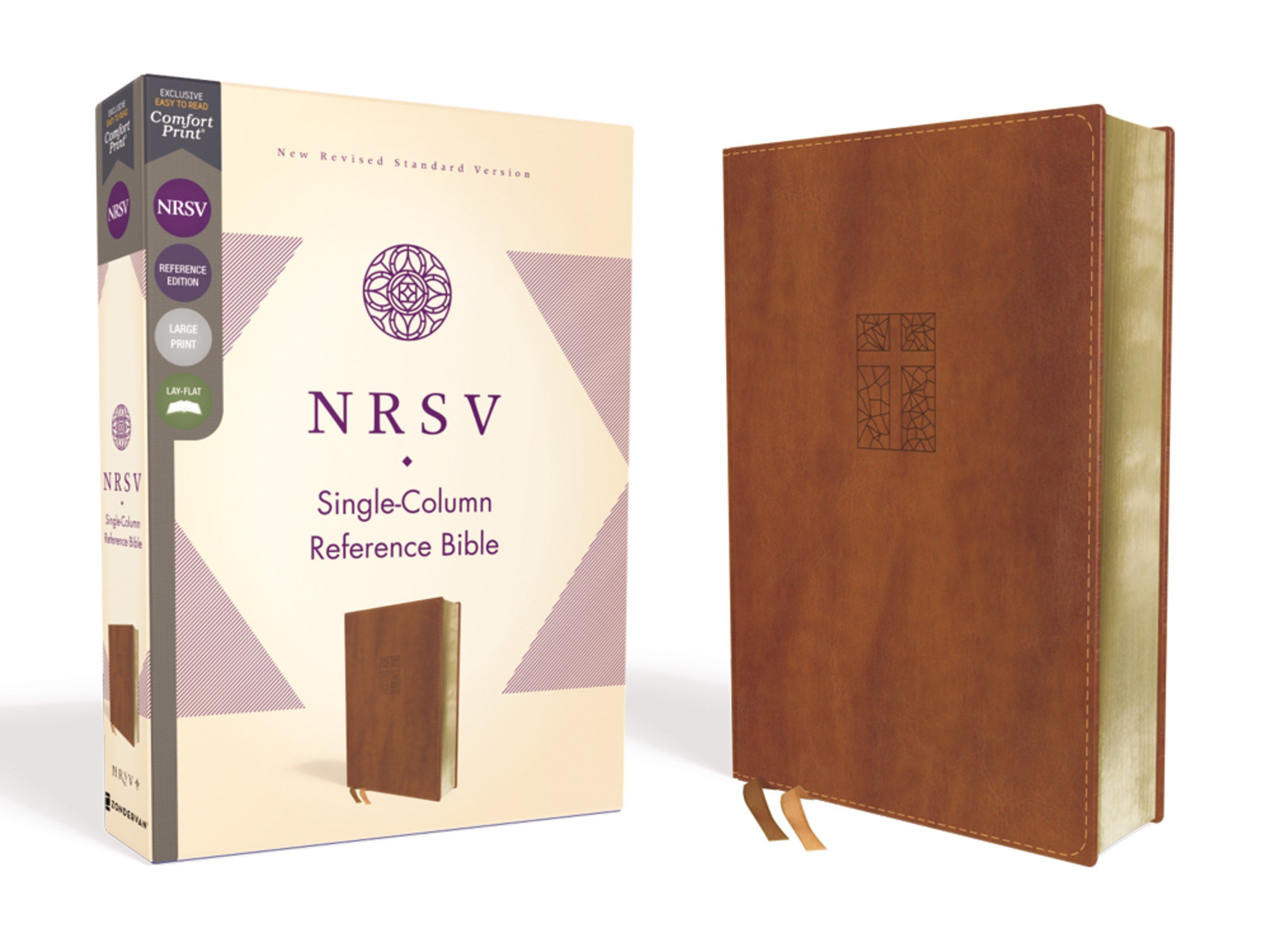 NRSV, Single-Column Reference Bible, Leathersoft, Brown, Comfort