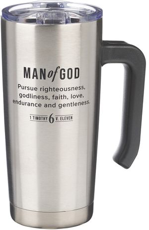 Christian Art Gifts Large Stainless Steel Vacuum Sealed Insulated Travel Mug  Tumbler for Men: Man of God Inspirational Scripture, Retractable Lid, Sil |  The Olive Branch