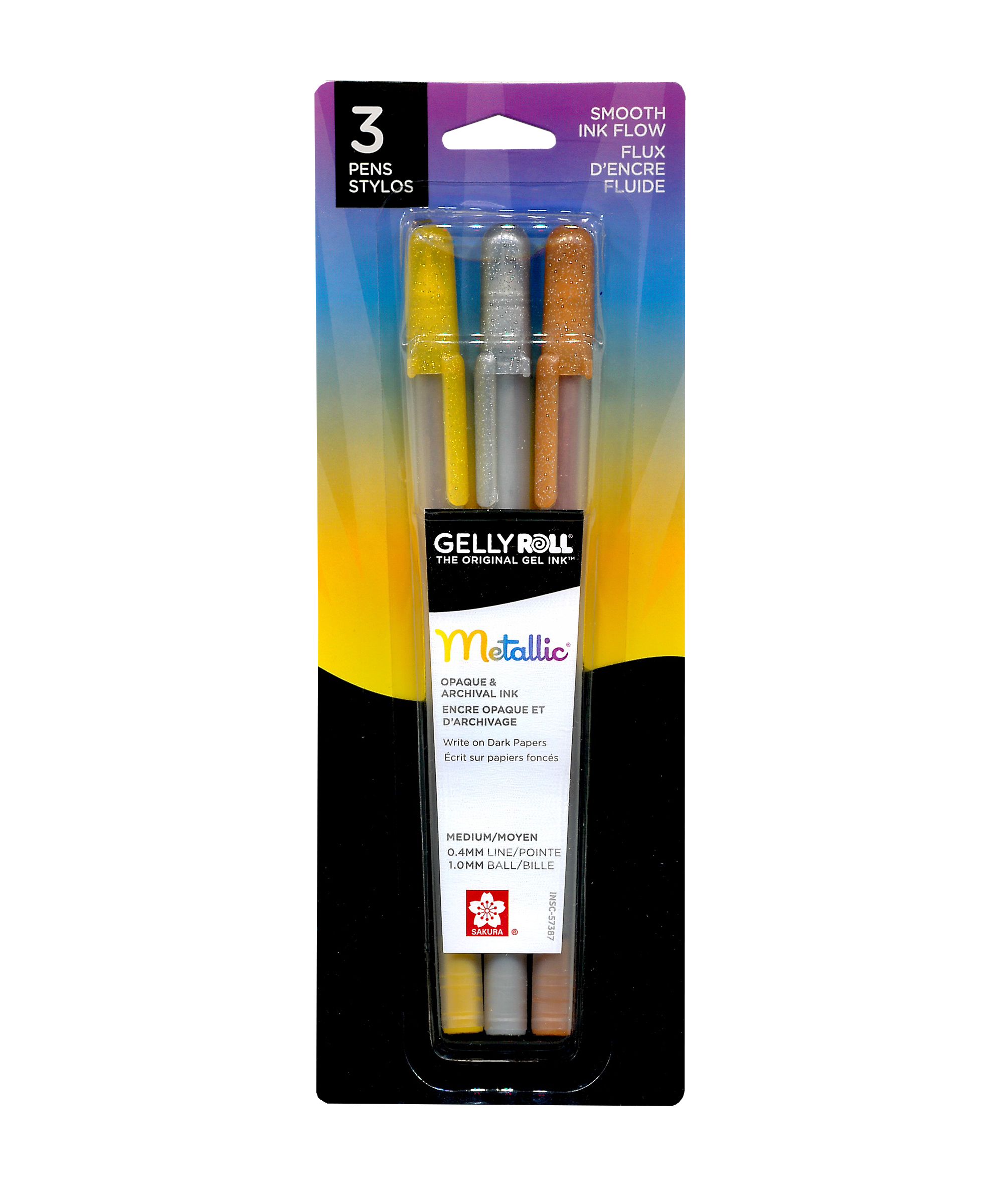 Gold Rolly Gelly Roll Metallic 3pk Gold S | Parable.com
