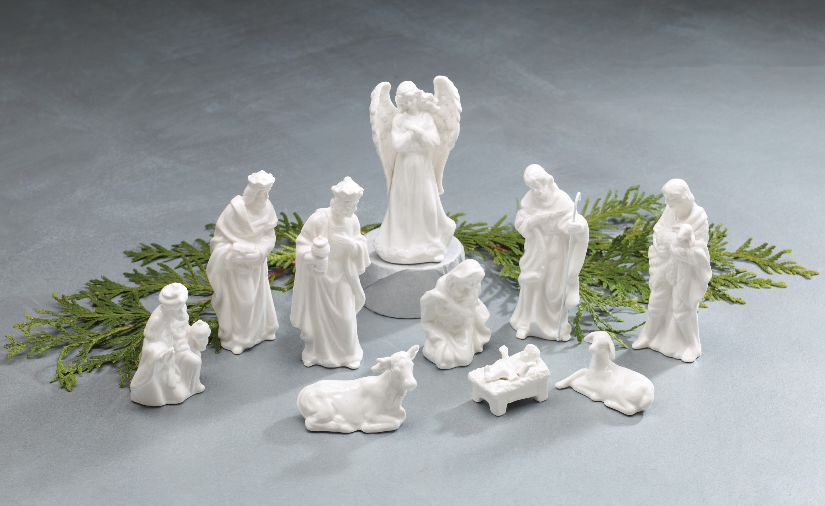 White Porcelain 10-Piece Nativity Set [2 Sets of 1] | Christian Outlet