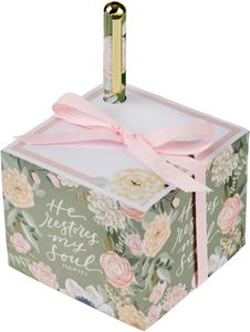 Christian Art Gifts Premium Inspiring Scripture Note Block Cube & Pen ...
