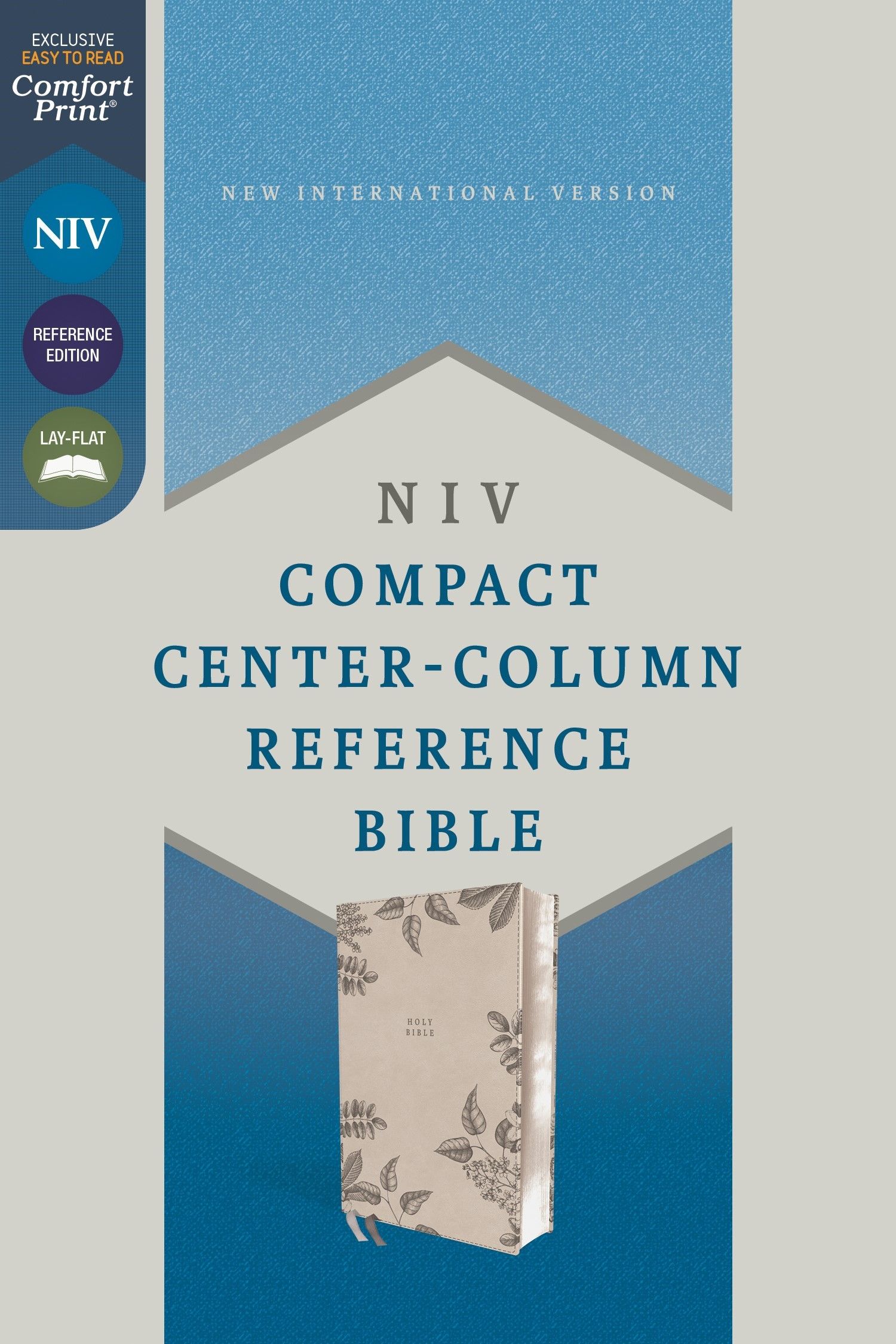 NIV, Compact Center-Column Reference Bible, Leathersoft, Stone, Red ...