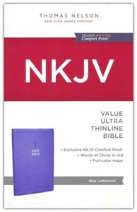 NKJV Holy Bible, Value Ultra Thinline, Blue Leathersoft, Red Letter ...