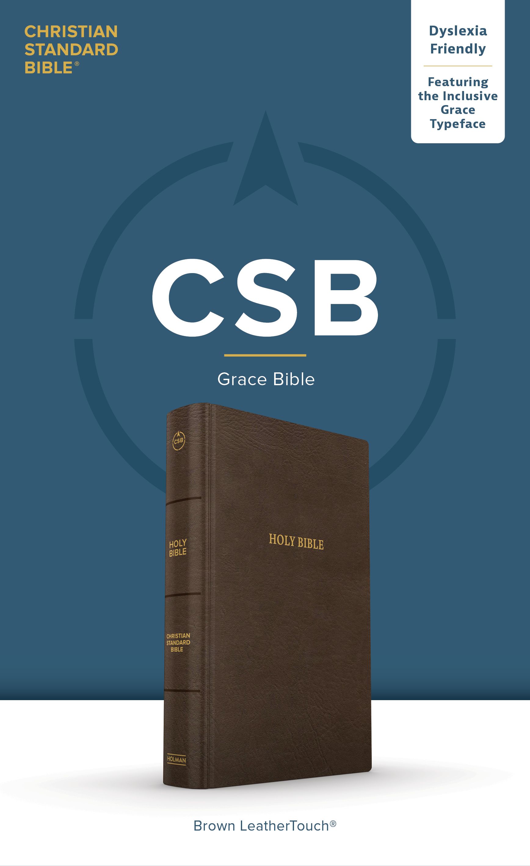CSB Grace Bible, Brown Leathertouch (Dyslexia Friendly