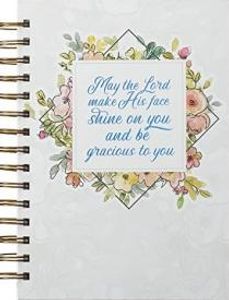 Christian Art Gifts Journal W/Scripture for Women Give Thanks Psalm 106:1 Bible Verse White/Gold 192 Ruled Pages, Large Hardcover Notebook, Wire Bound