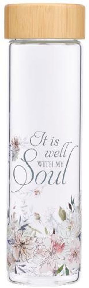 WITH LOVE Inspirational Coffee Mug for Women, It is Well with My Soul,  Blue/Cream Medium Ceramic Drinking Cup 12oz.