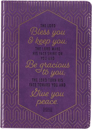 Christian Art Gifts Classic Journal Bless You & Keep You Num. 6:24-26 Inspirational  Scripture Notebook, Ribbon Marker, Purple Faux Leather Flexcover