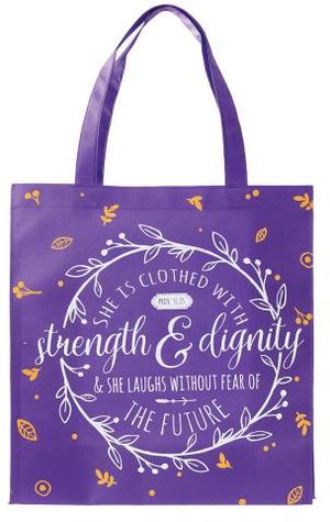 She is Clothed with Strength & Dignity Purple Ceramic Mug - Proverbs 31:25