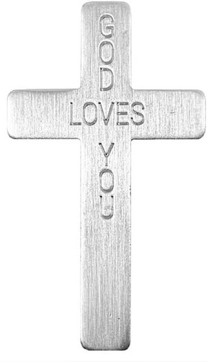 Pocket Cross-God Loves You-Silver