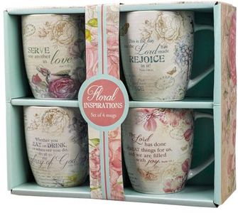 Rejoice Collection Four Piece Ceramic Coffee Mug Set