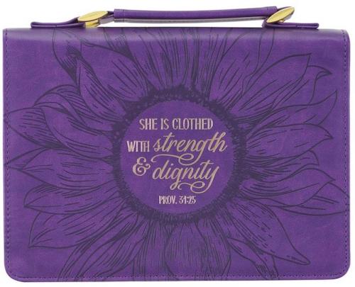 Bible Cover Medium Purple She Is Clothed Proverbs 31:25 | New Beginnings  Christian Bookstore