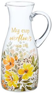 Glass Serving Pitcher with Handle - He Restores My Soul - Psalm 23