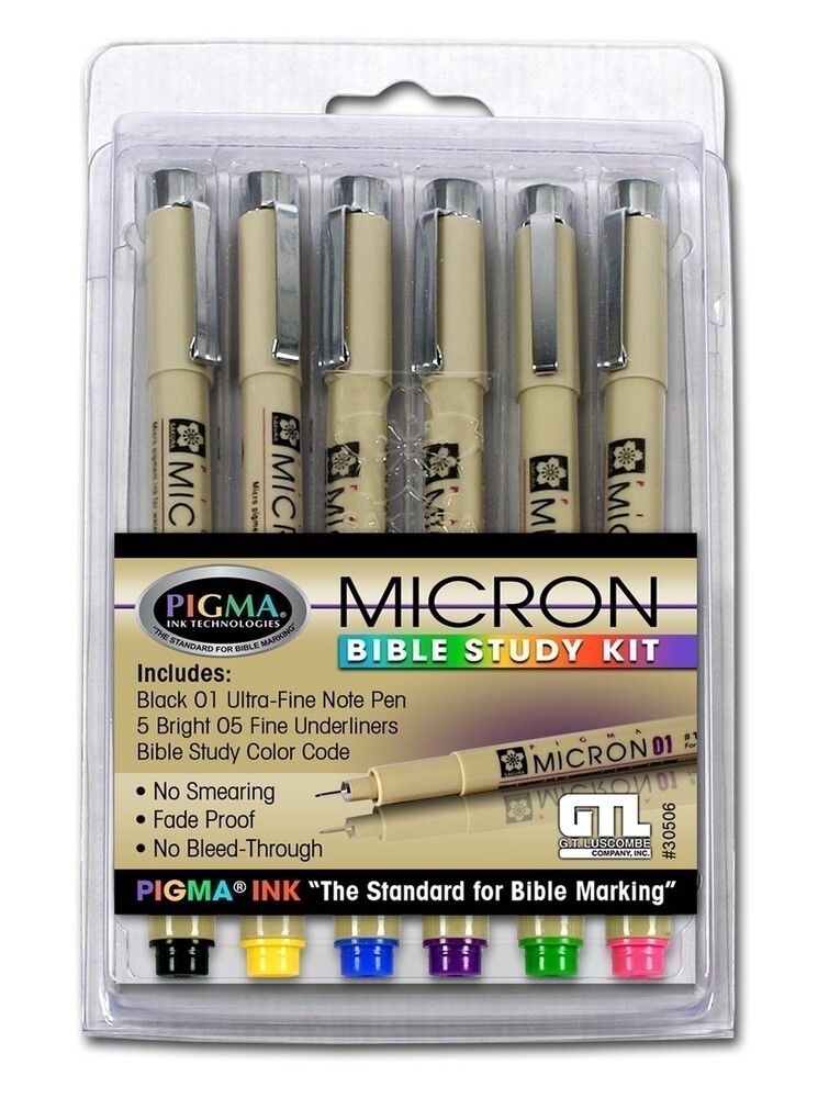 Accu-Gel Bible Highlighters Plus Pigma Micron Bible Underlining Pens 6 Pack 