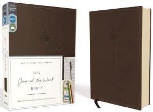 NIV, Journal the Word Bible, Imitation Leather, Brown, Red Letter Edition,  Comfort Print: Reflect, Take Notes, or Create Art Next to Your Favorite Ver