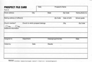 Prospect File Card | Rochester Book And Bible